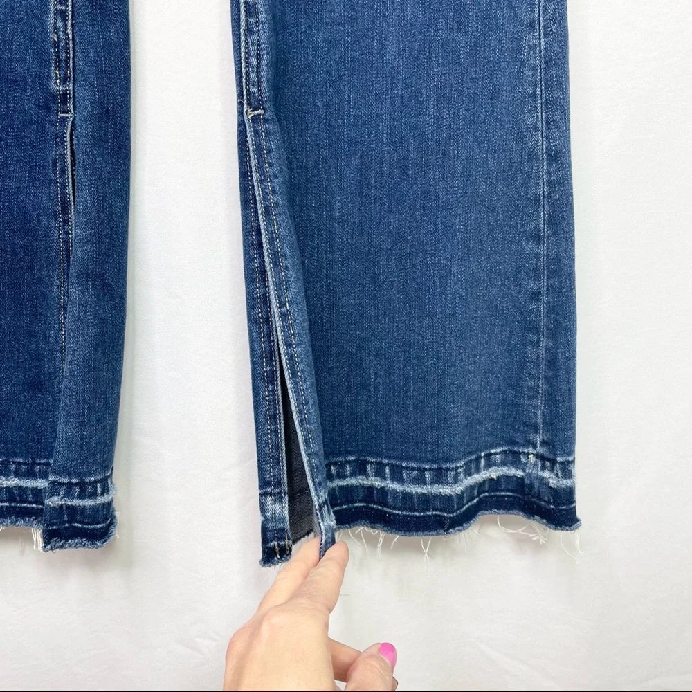 Flying Monkey High Rise Side Slit Released Hem Flare Jeans Deep Love Size 29 - Picture 8 of 13